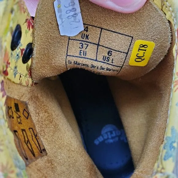 00s 1460 In Sun Yellow Dainty Little Flowers Combat Boots by Dr Martens