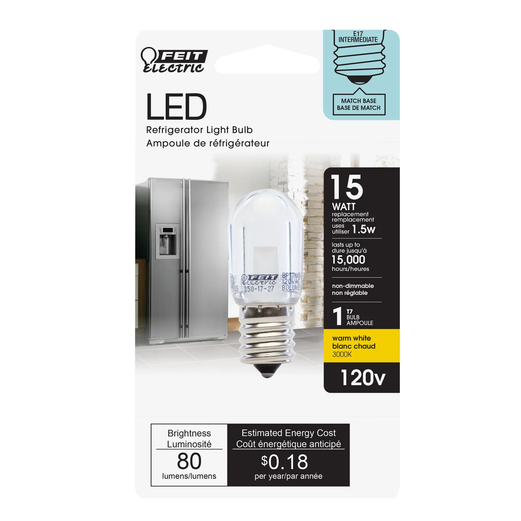 15W Replacement E17 Base T7 Specialty LED