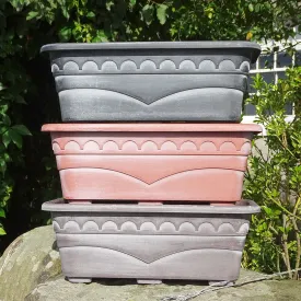 30cm Window Box Chocolate/White Plant Pot