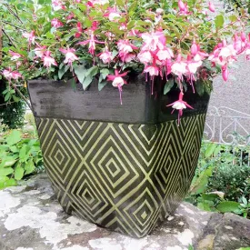 37cm Mosaic Square Planter Two Tone Green Plant Pot