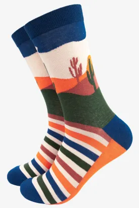 4465DESOR Wild West Desert Men's Print Bamboo Socks