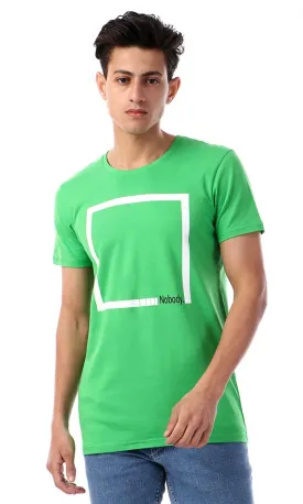 57556 Rounded Collar With Short Sleeves Green T-Shirt
