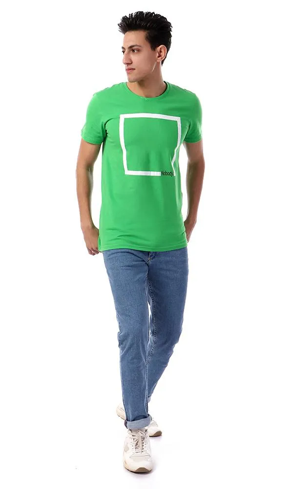 57556 Rounded Collar With Short Sleeves Green T-Shirt