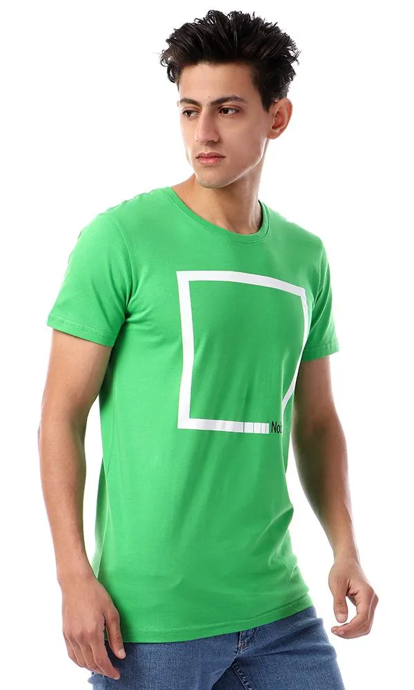 57556 Rounded Collar With Short Sleeves Green T-Shirt