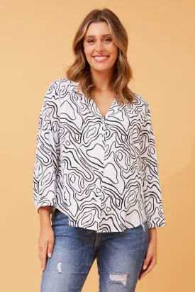 ABRIELLA ABSTRACT PRINT SHIRT