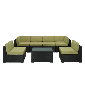 Aero 7 Piece Outdoor Patio Sectional Set By Modway - EEI-695 - Espresso Peridot
