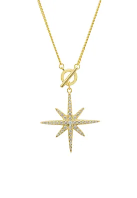 Altair Star Burst Lariat Necklace Gold