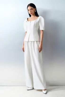 Amber Peplum Front Zipper Twill Shirt
