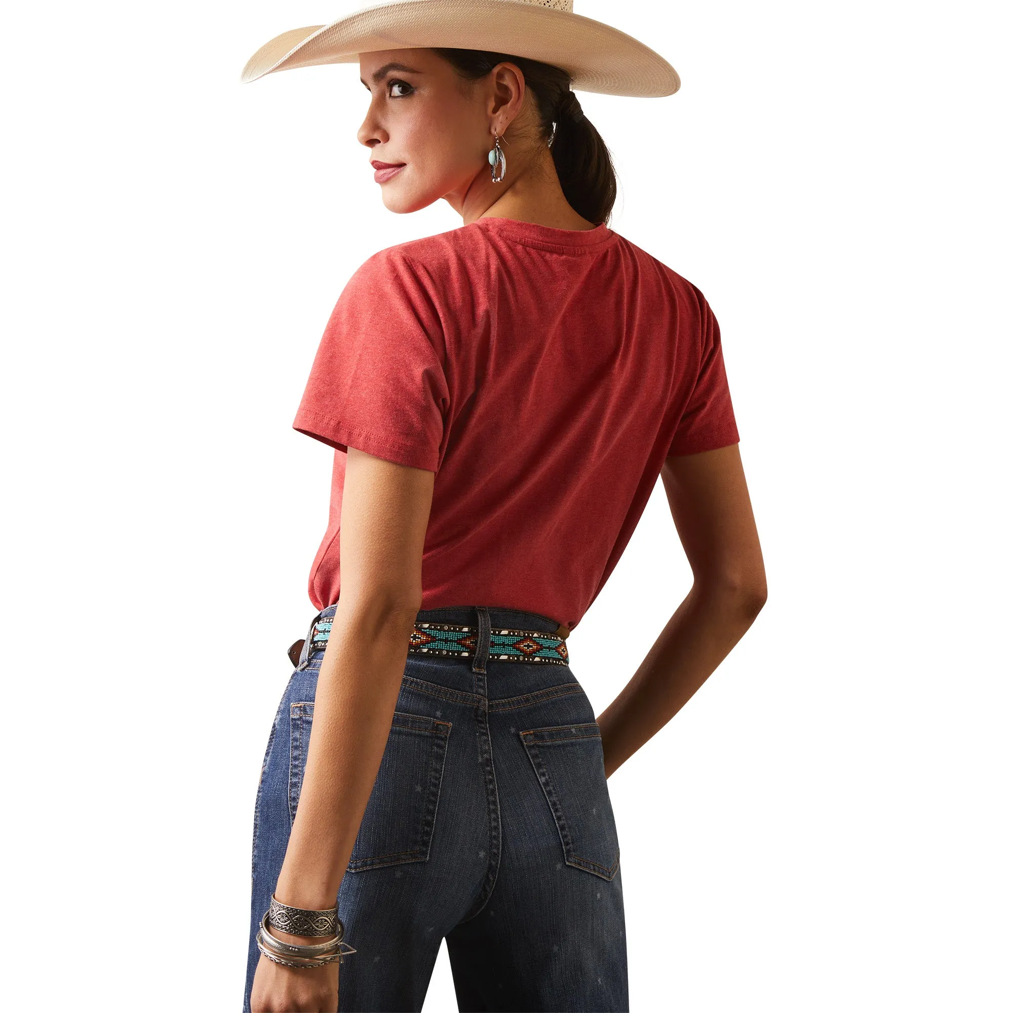 Ariat Ladies REAL Horizon T-Shirt in Aura Orange Heather 10043419