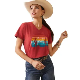 Ariat Ladies REAL Horizon T-Shirt in Aura Orange Heather 10043419
