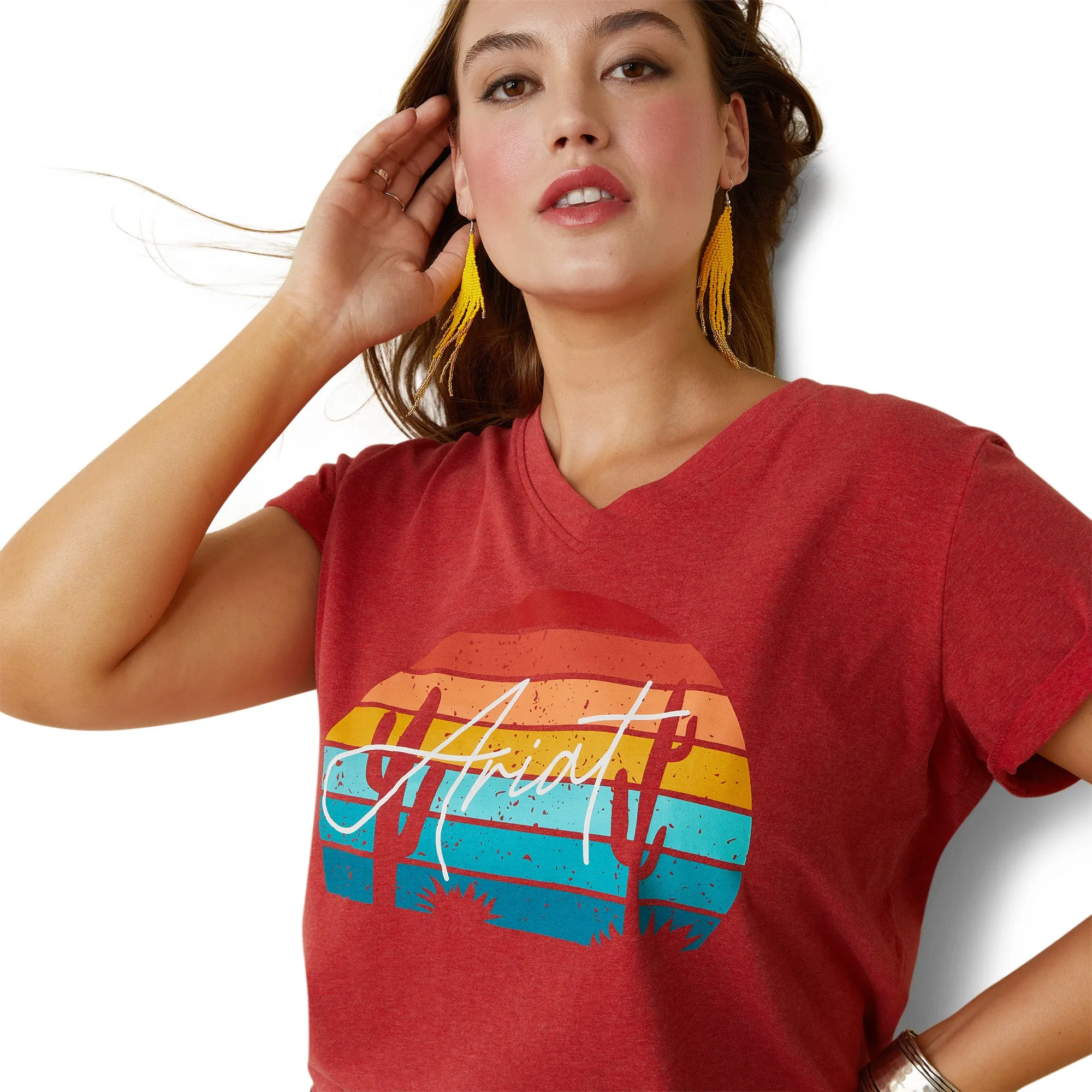 Ariat Ladies REAL Horizon T-Shirt in Aura Orange Heather 10043419