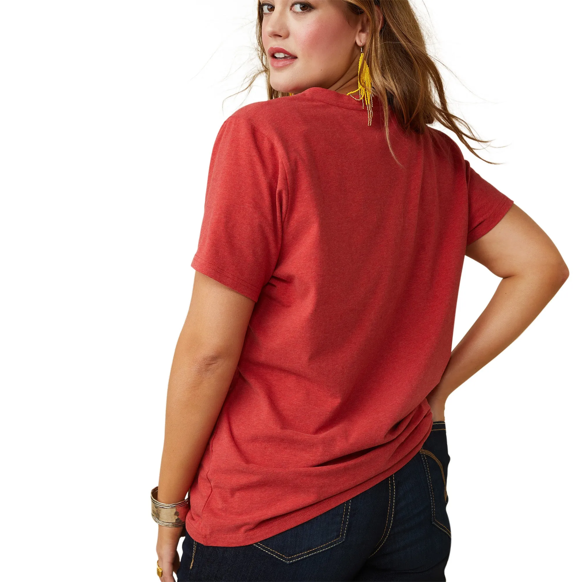 Ariat Ladies REAL Horizon T-Shirt in Aura Orange Heather 10043419