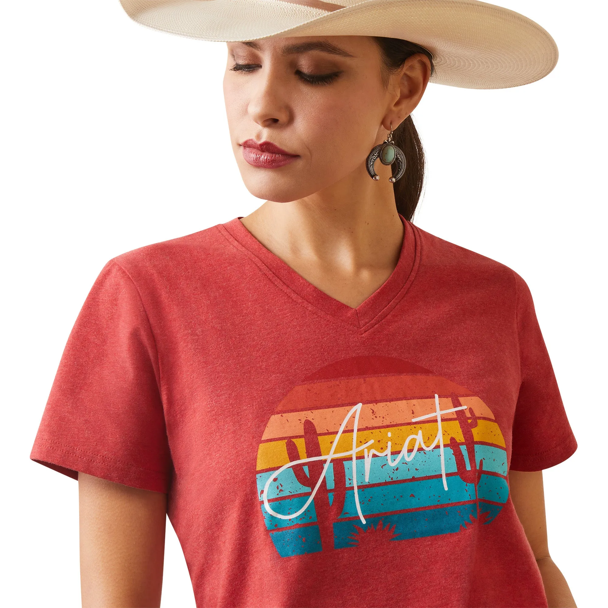 Ariat Ladies REAL Horizon T-Shirt in Aura Orange Heather 10043419