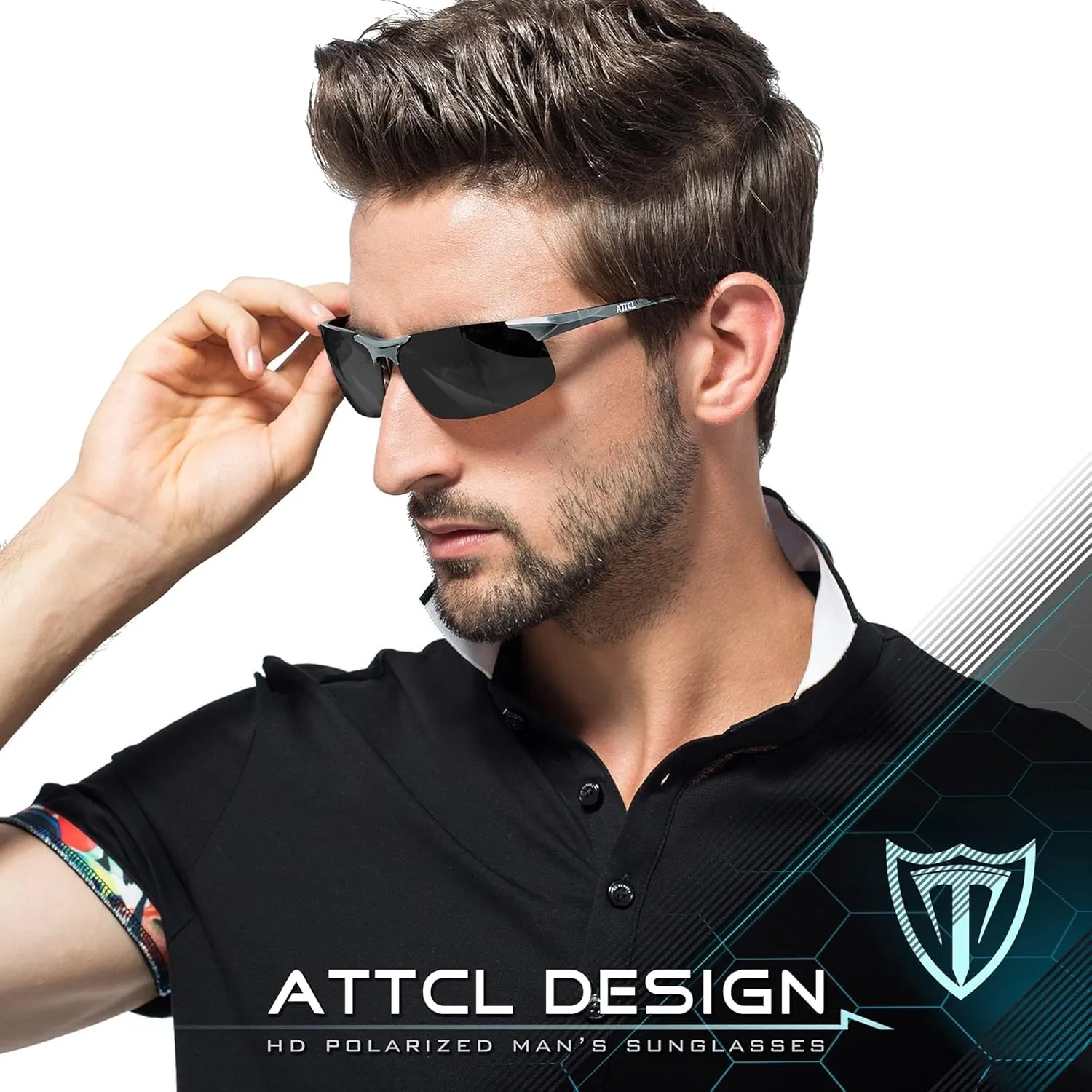 ATTCL Men's Fashion Driving Polarized Sunglasses for Men - Al-Mg metal Ultralight Frame
