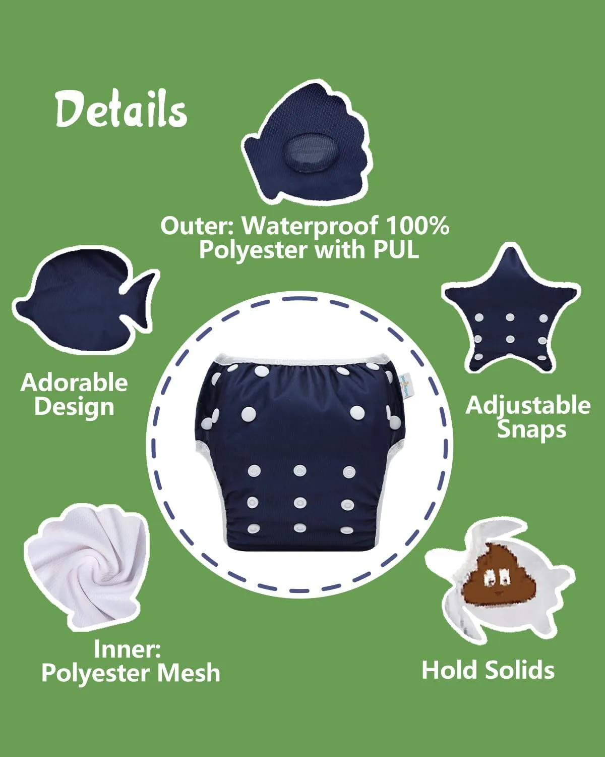 babygoal Baby Swimsuits with Reusable Swim Diaper 2 Piece Bathing Suit UPF 50 Sun Protection for Infant Toddler Boy Girl