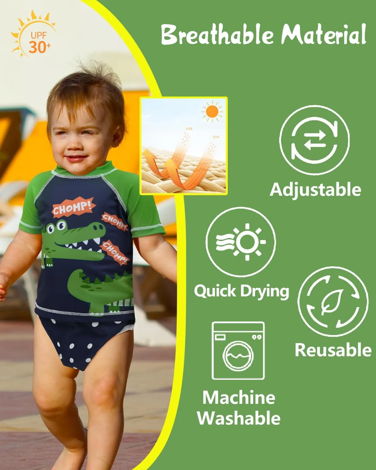 babygoal Baby Swimsuits with Reusable Swim Diaper 2 Piece Bathing Suit UPF 50 Sun Protection for Infant Toddler Boy Girl