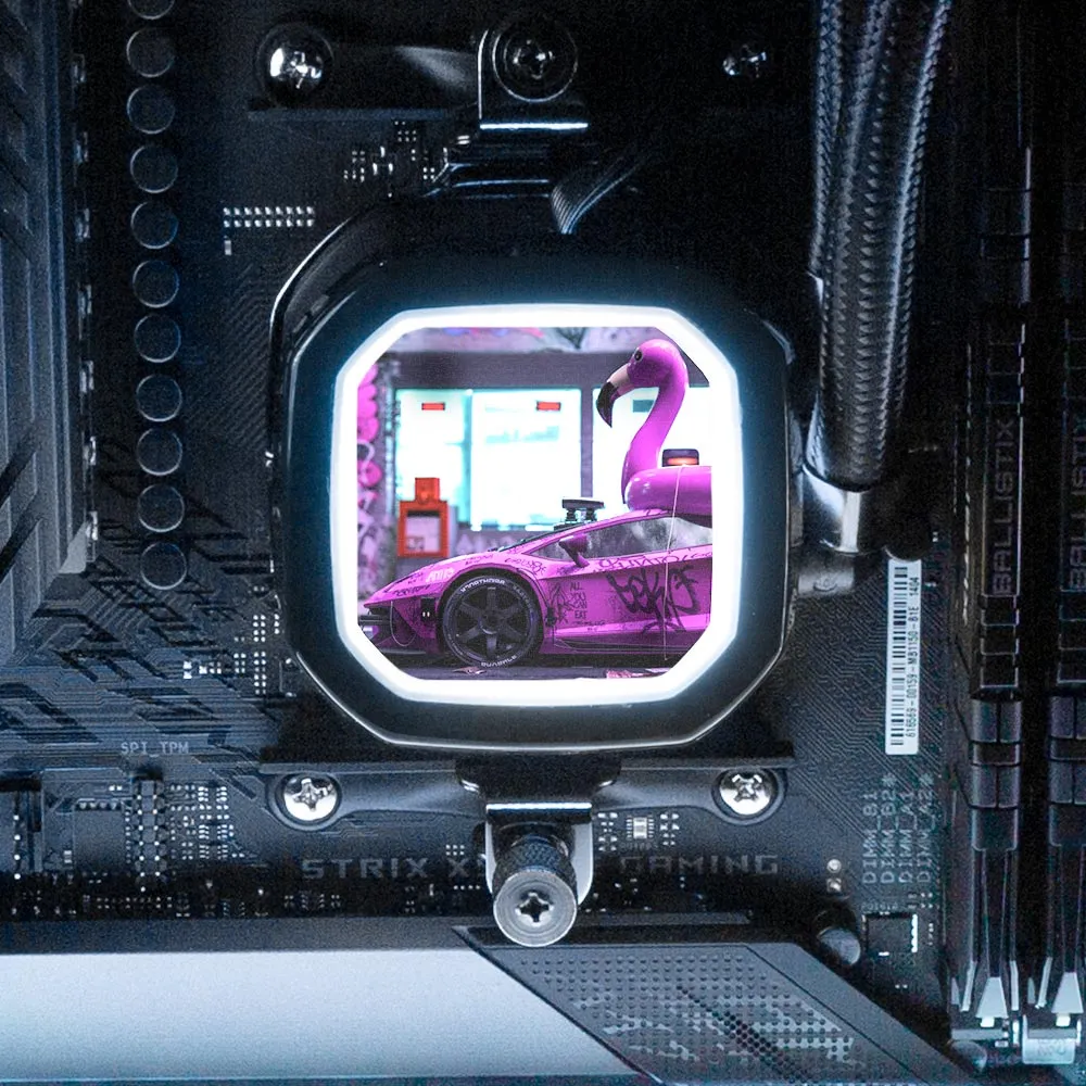 Bad Flamingo 2 AIO Cover for Corsair RGB Hydro Platinum and Pro Series (H100i, H115i, H150i, H100X, XT, X, SE, H60)