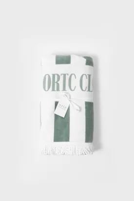Beach Towel Olive and White Stripes