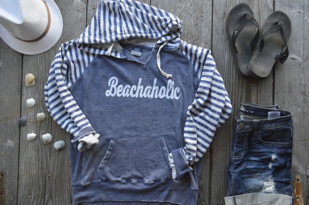 BEACHAHOLIC Striped Hoodie - Final Sale