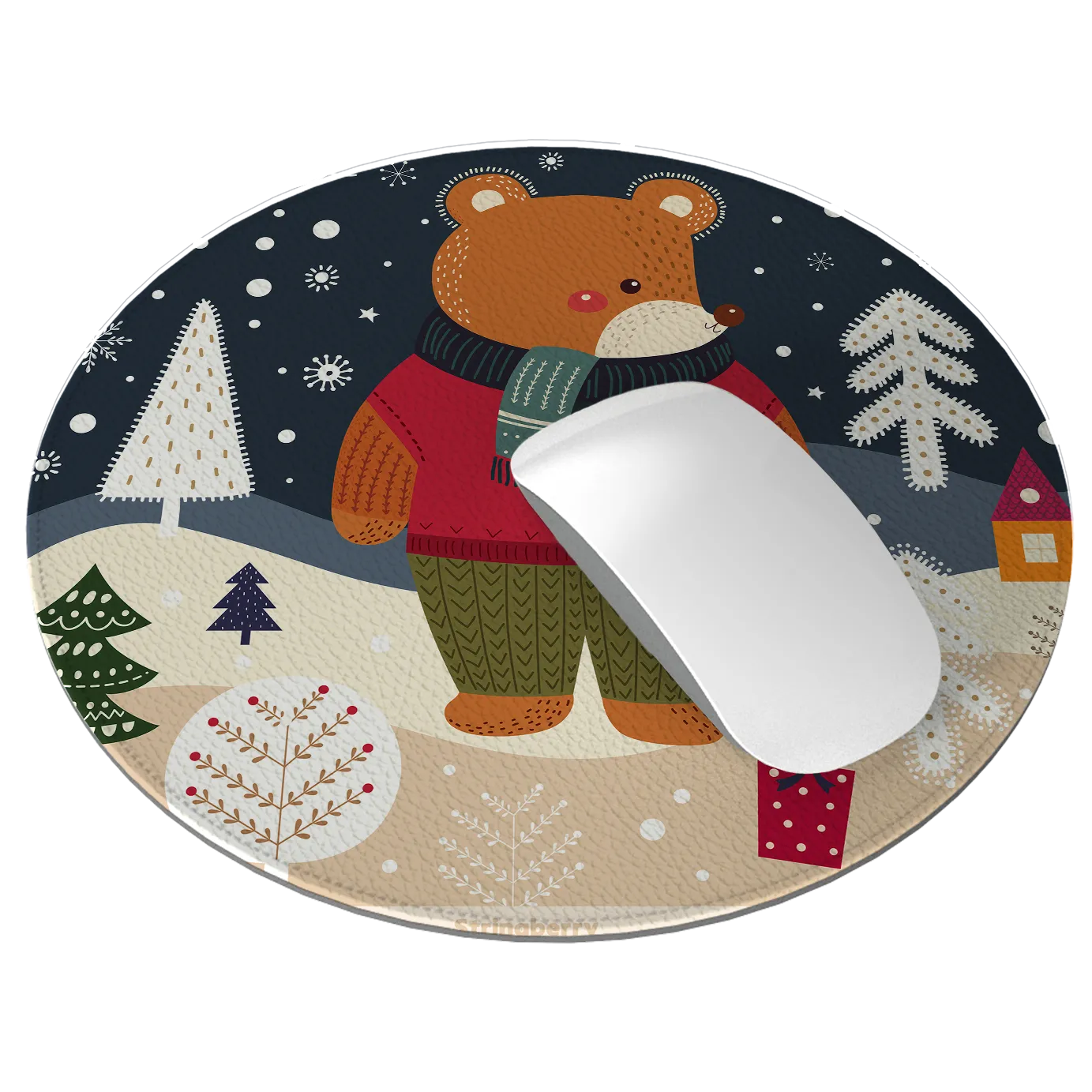 Bear For Xmas Vegan Leather Mouse Mat