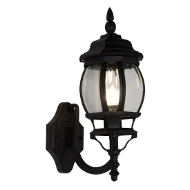 BEL AIRE, IP44 BLACK OUTDOOR WALL UPLIGHT WITH CLEAR POLYCARBONATE PlateS