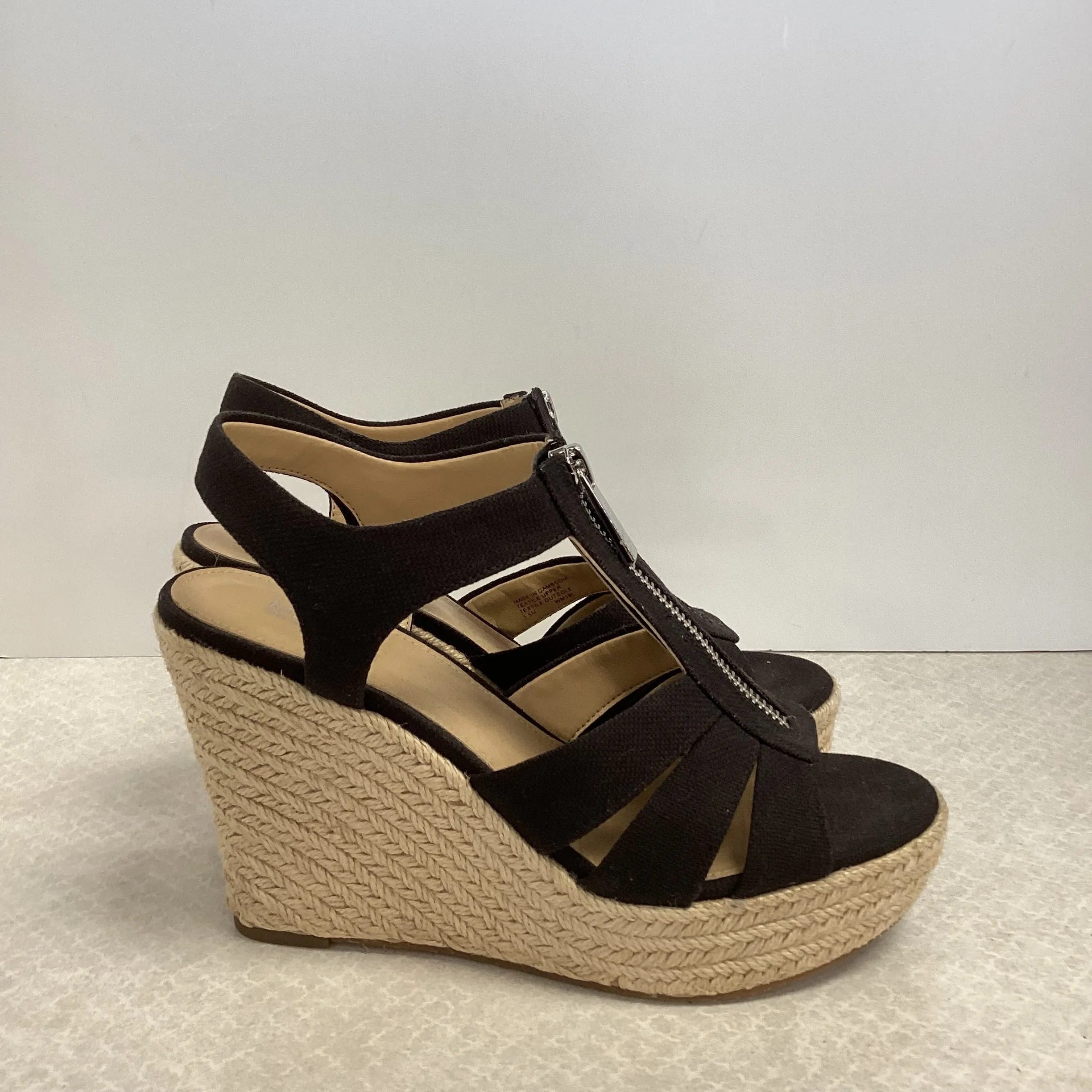 Black Sandals Heels Wedge Michael By Michael Kors, Size 5.5
