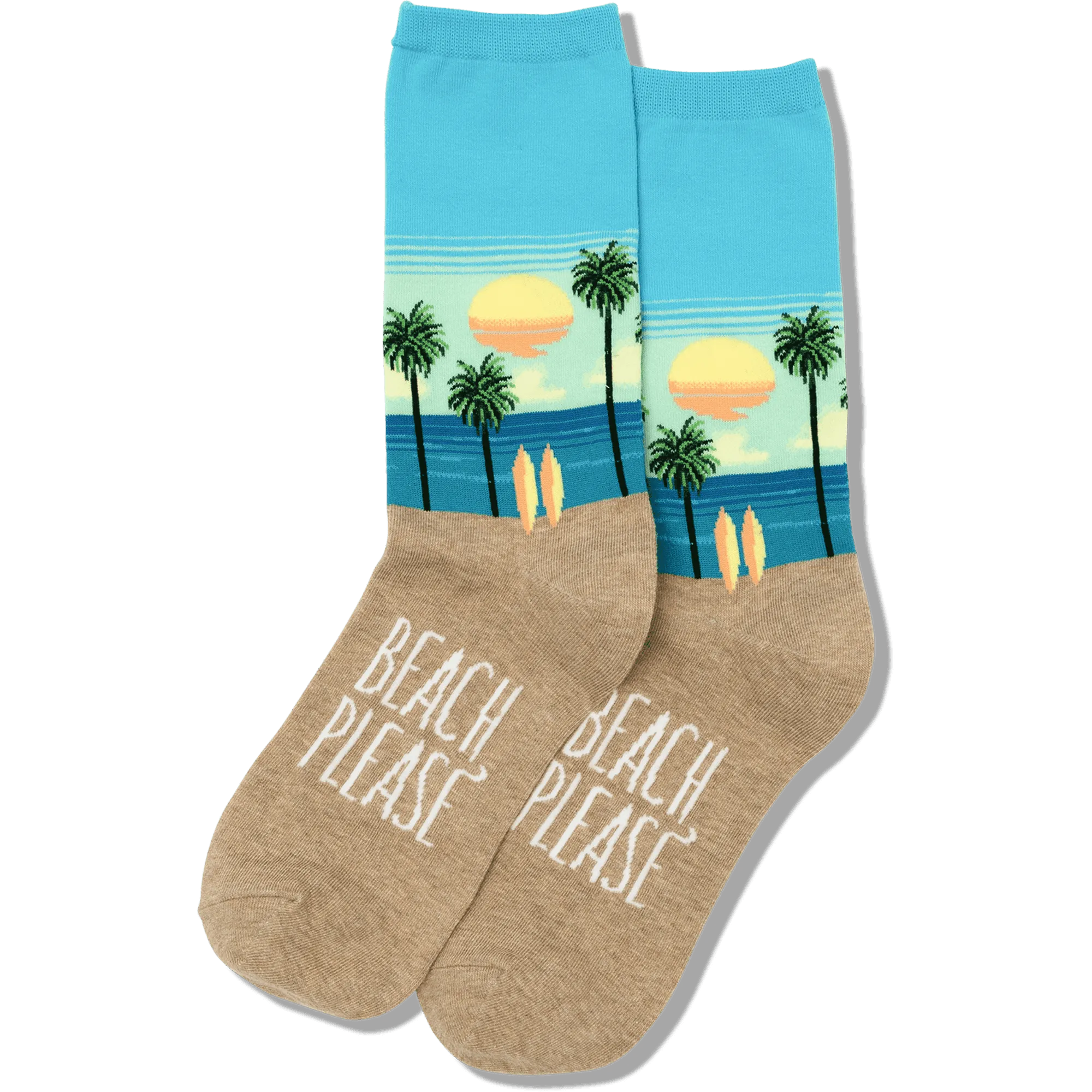 Blue Beach Please Women's Crew Sock