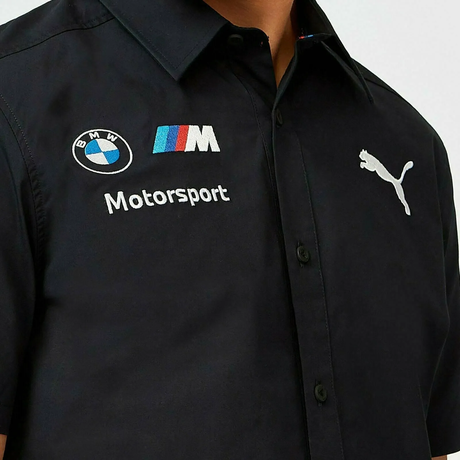BMW Motorsports Men's Team Button Down Shirt- Gray