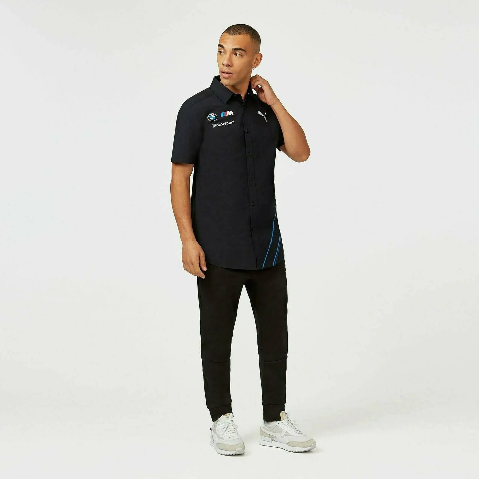 BMW Motorsports Men's Team Button Down Shirt- Gray