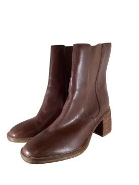 Boots Ankle Heels By Clothes Mentor In Brown, Size: 9.5