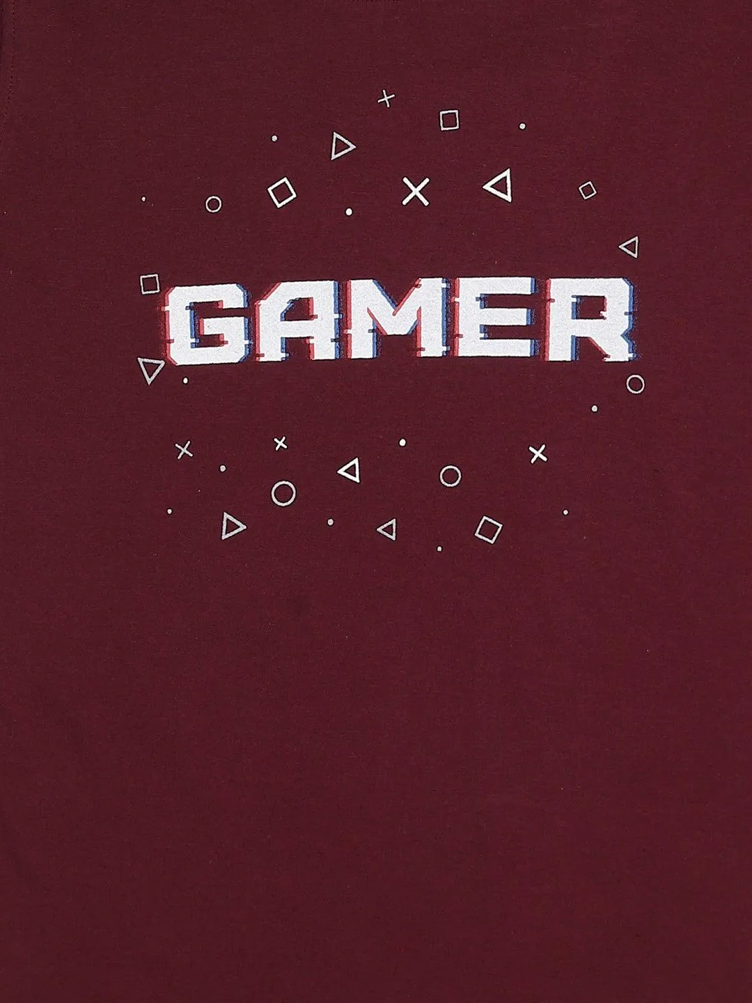 BOY'S MAROON PRINT REGULAR FIT T.SHIRT