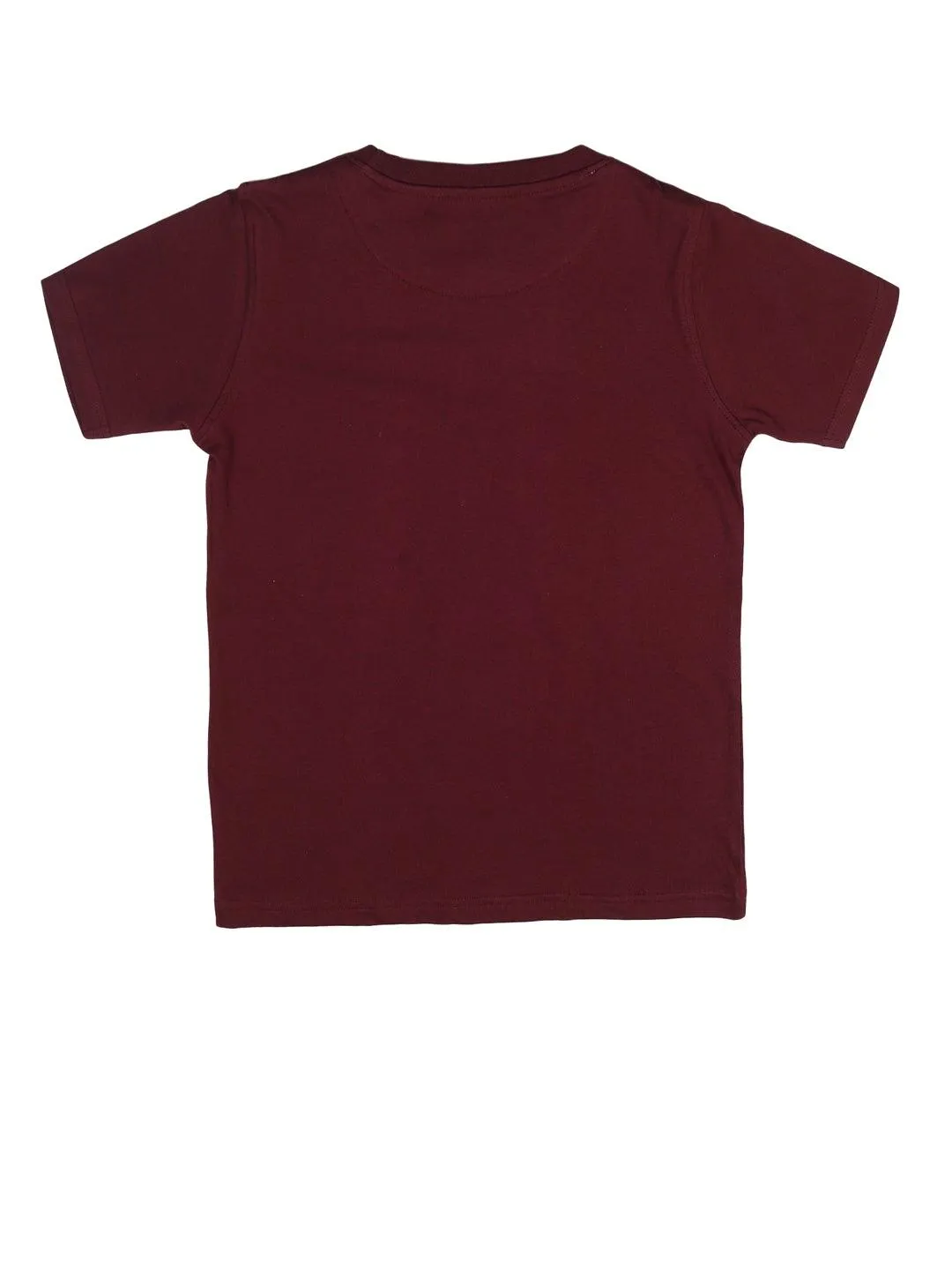 BOY'S MAROON PRINT REGULAR FIT T.SHIRT
