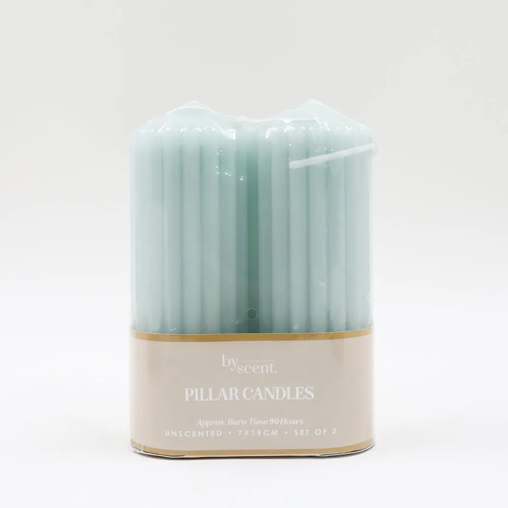 By Scent Grey Pillar Candle Set of 2 7x19cm