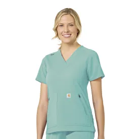 Carhartt Rugged Flex Peak Women's 4-Pocket V-Neck Scrub Top - Aqua Sea