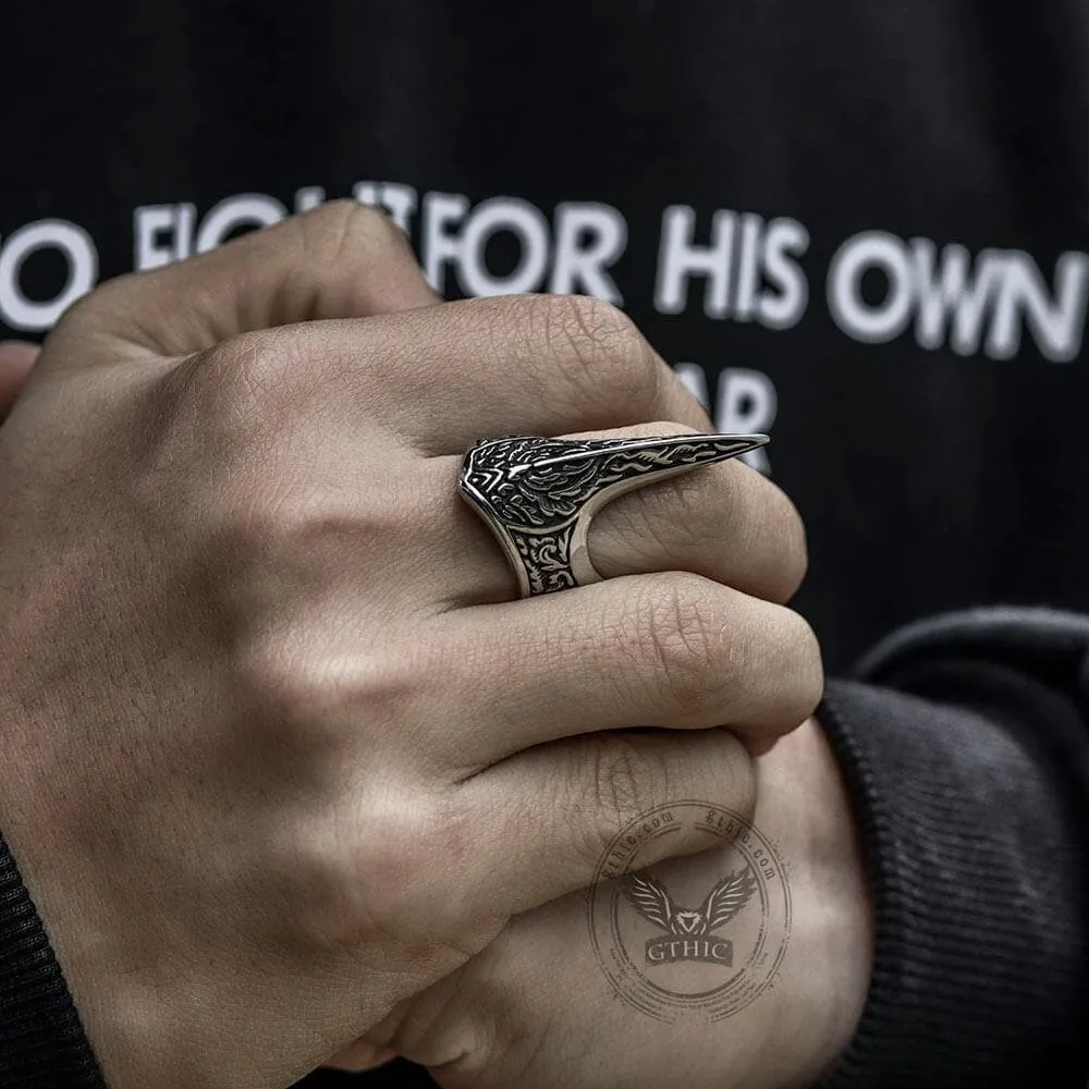 Carve Patterns Sterling Silver Archer Ring