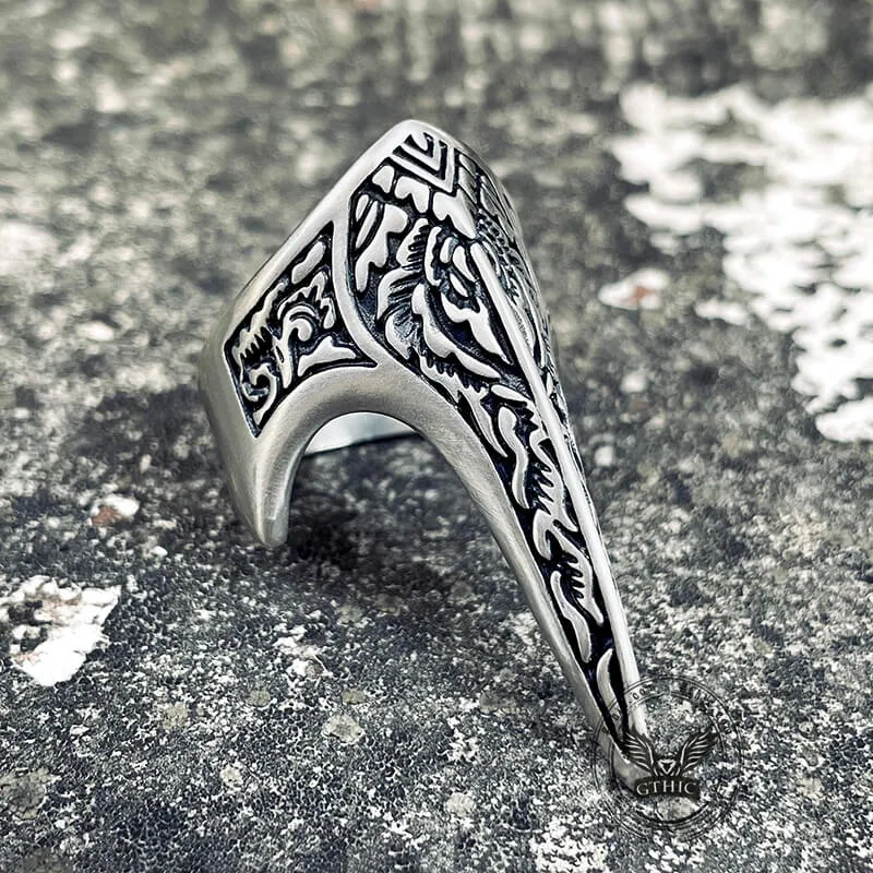 Carve Patterns Sterling Silver Archer Ring