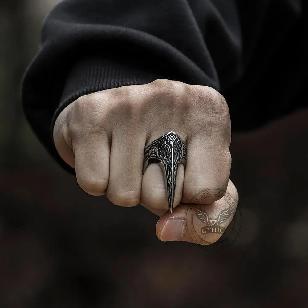 Carve Patterns Sterling Silver Archer Ring