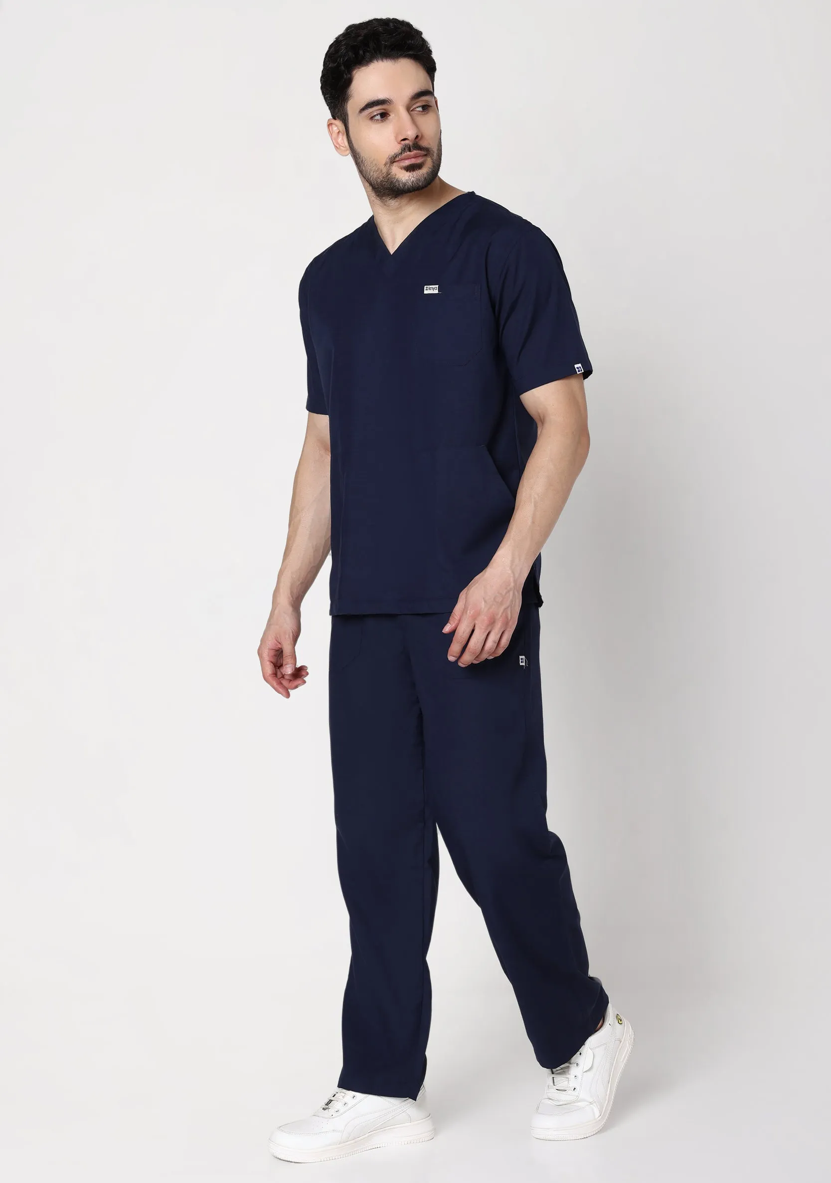 Classic Men's V-neck (Navy) Scrub - Bundle Set