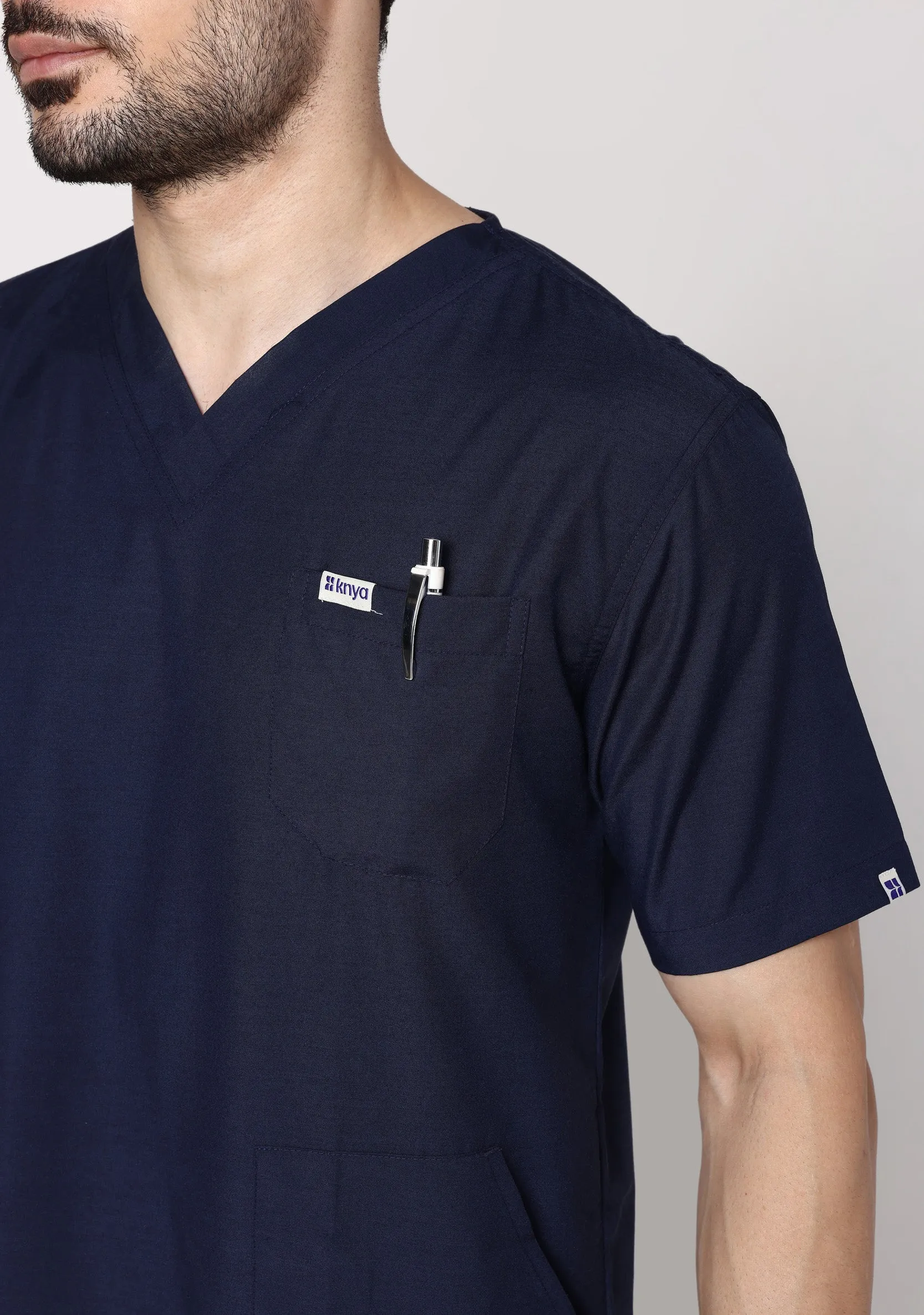 Classic Men's V-neck (Navy) Scrub - Bundle Set
