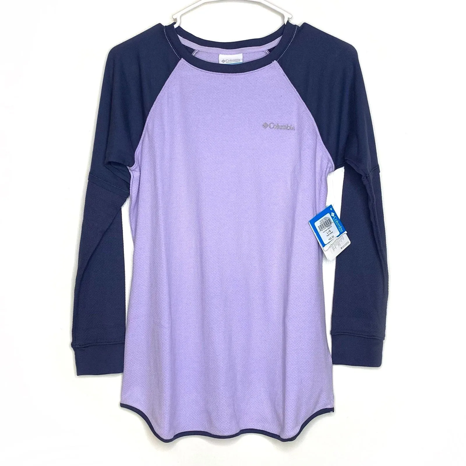 Columbia Girls Size L Trulli Trails Waffle Tunic Purple/Purple Top L/s NWT