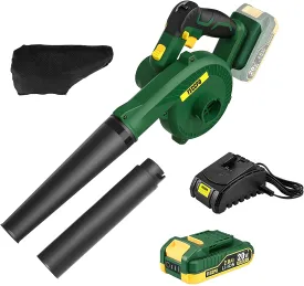 Cordless Blower/Sweeper, 20V 2.0Ah Battery and Charger, 145MPH, 18000RPM, 3-Speed for Blowing Dust