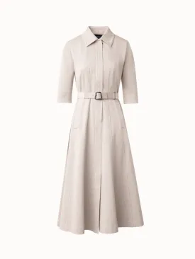 Cotton Denim Midi Shirt Dress
