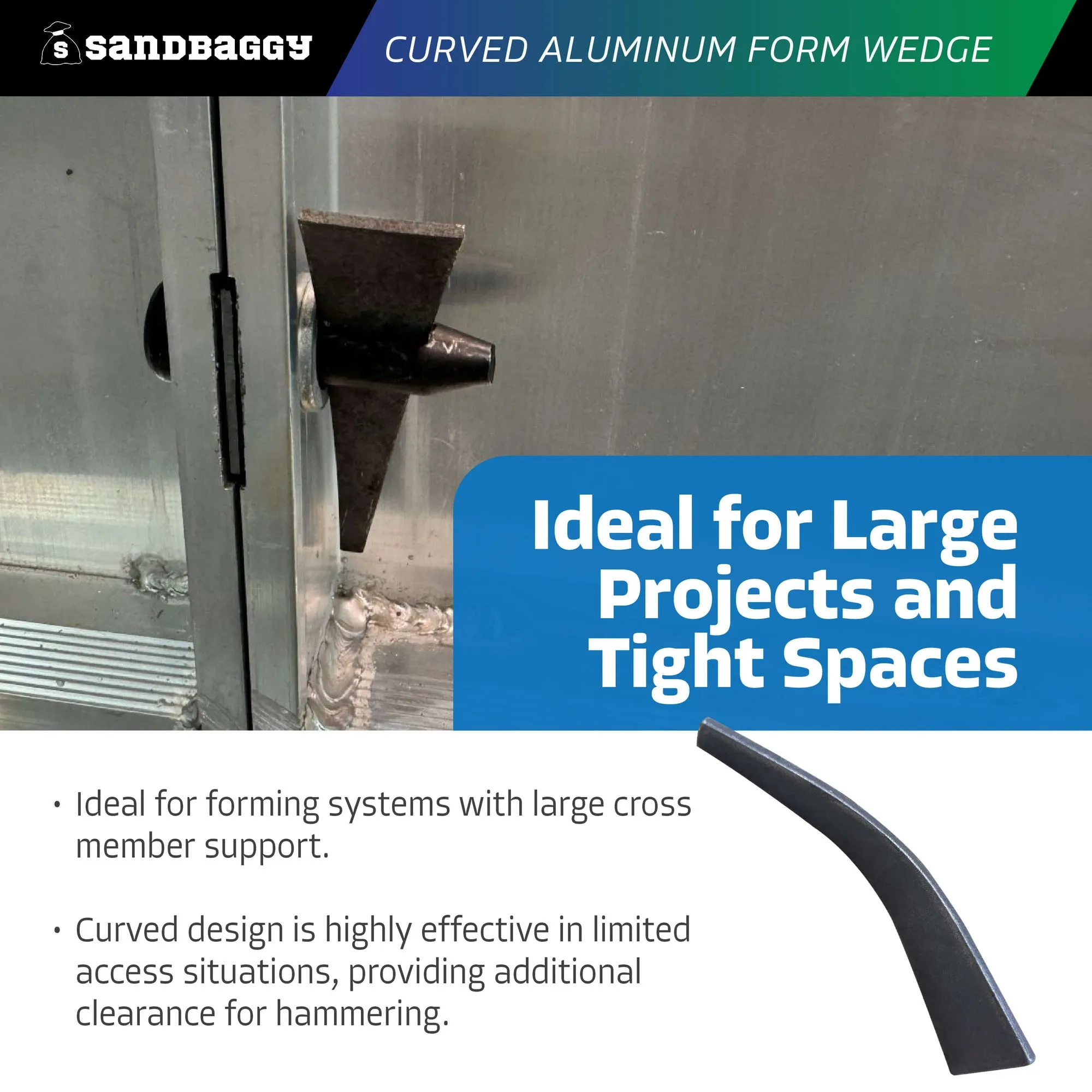 Curved Aluminum Form Wedge for Concrete Forms
