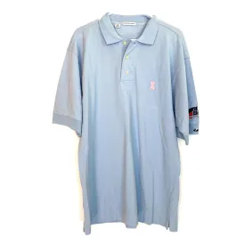 Cutter & Buck Mens Size L Golf Polo Shirt Light Blue Pink Breast Cancer ABC Bank