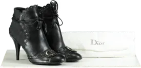 Dior Black Ankle Boots with D-Buckle Detail UK 4 EU 37