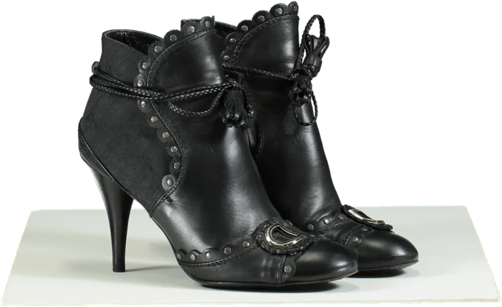 Dior Black Ankle Boots with D-Buckle Detail UK 4 EU 37