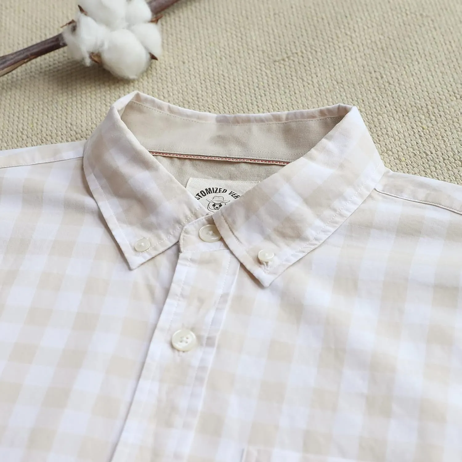 Dubinik? Mens Short Sleeve Button Down Shirts 100% Cotton Plaid Men's Casual Button-Down Shirts with Pocket