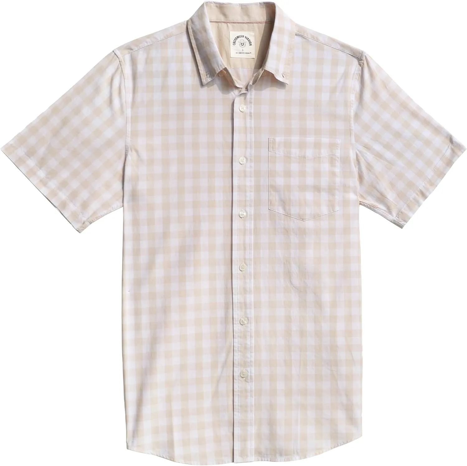 Dubinik? Mens Short Sleeve Button Down Shirts 100% Cotton Plaid Men's Casual Button-Down Shirts with Pocket