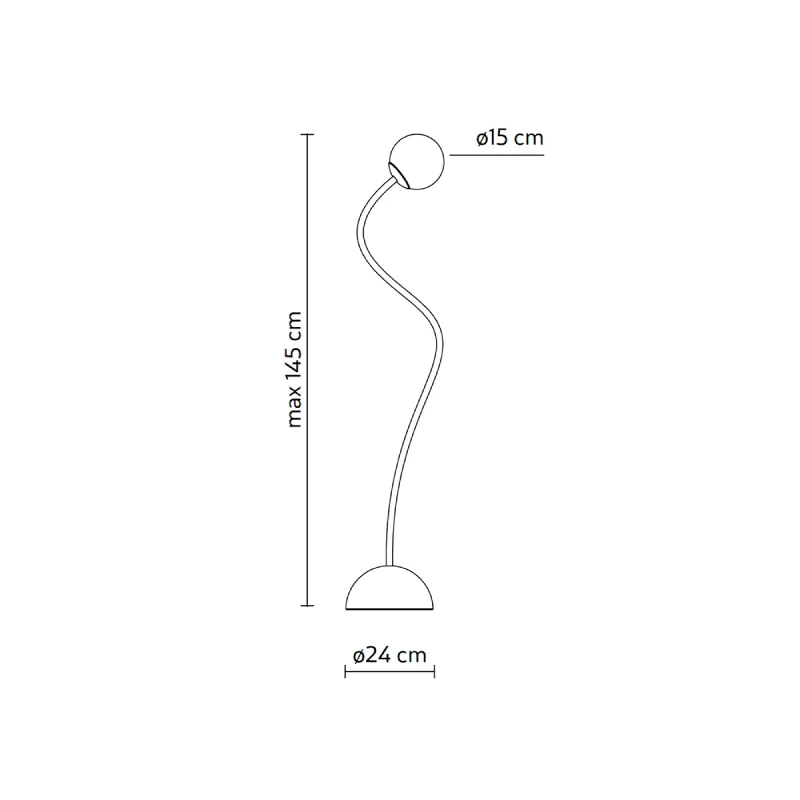 Exterior Minimalist Flexible Arm and Orb Floor Lamp