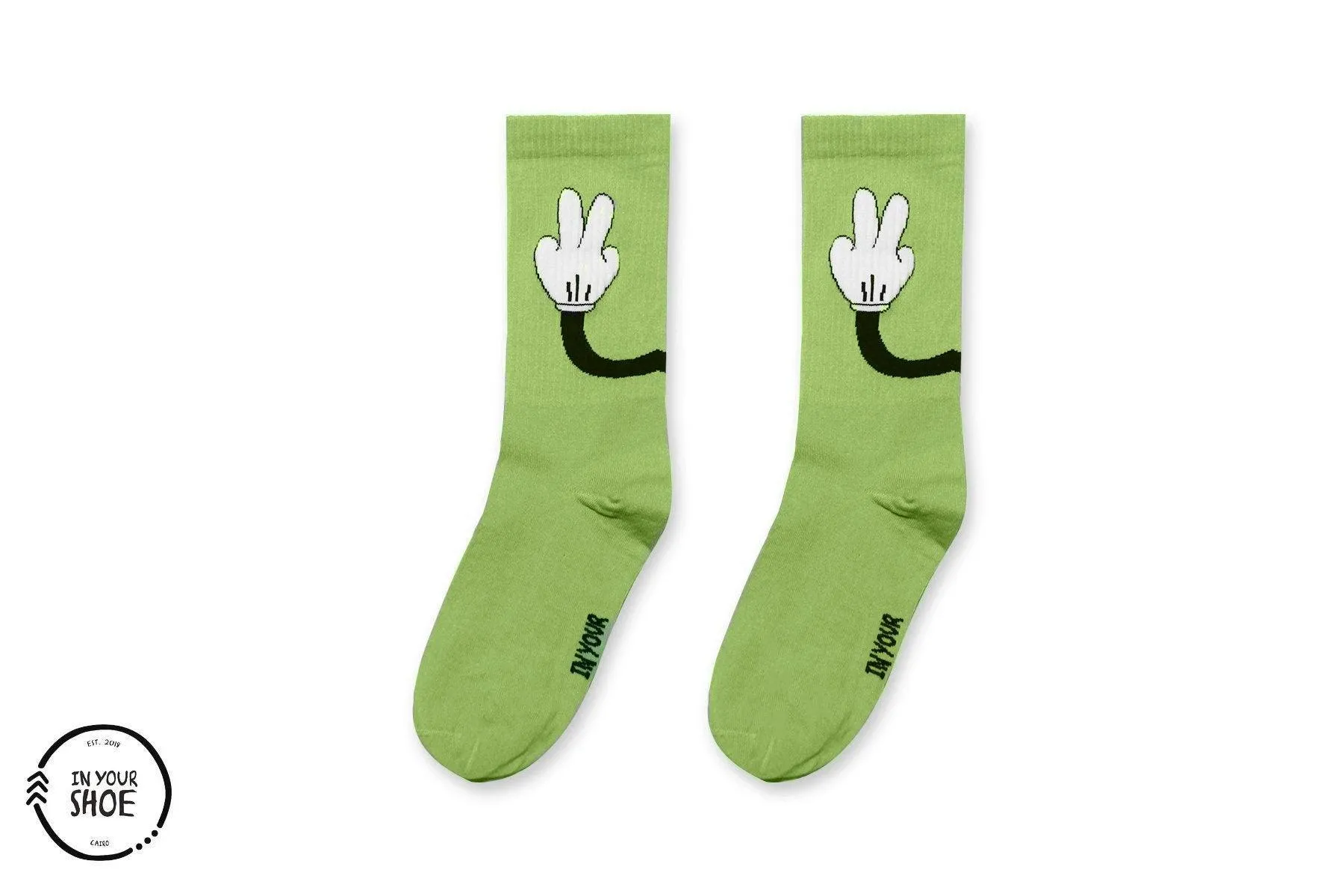 Green Peaceful Mouse Neck Socks